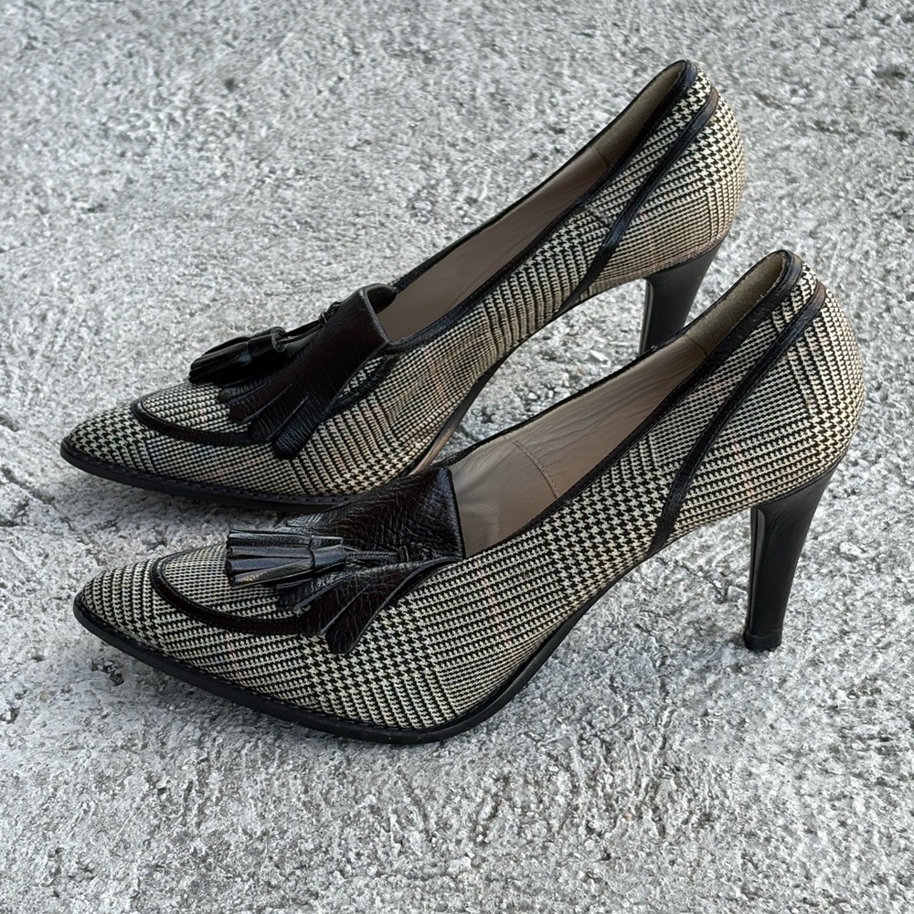 NEW! DKNY Black Houndstooth Heels, Size 8.5